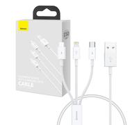 Quick Charge Usb To M+L+C Baseus Superior Data 3.5a 0,5m (White)