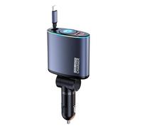 Quick Charges Adaptateur de charge automobile 66 W avec fente USB et câble rétractable de type C adapté pour le chargement en déplacement Chargeur de voiture de type C