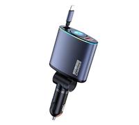 Quick Charges Adaptateur de charge automobile 66 W avec fente USB et câble rétractable de type C Convient pour le chargement en déplacement Chargeur de voiture polyvalent