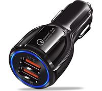 Quick Charging Qc3.0 Dual Usb Car Charger Universal Double Fast Charging 12v 24v Smart Adapter Black