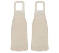 Quick Cleaning Supplies Lot de 2 tabliers unisexes - 100 % coton peigné - Qualité professionnelle - Construction en tissu épais - Deux grandes poches avant - Résistant à la décoloration, Beige/sans