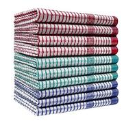 Quick Cleaning Supplies Wonderdry Lot de 10 torchons de cuisine en coton à carreaux ultra résistants (80 g/m²) - Absorbants - Durables et durables - Qualité professionnelle - Non pelucheux - Résistant
