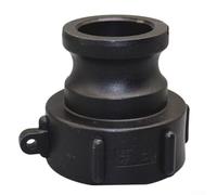 Quick Connect IBC Adaptateur mâle S60 x 6 vers 3/4 1,2 3,8 cm pour valve de réservoir d'eau de pluie, irrigation de jardin, agriculture, raccord en polypropylène noir avec joint d'étanchéité (3,8 cm)