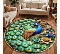 Quick-Dry Non-Slip Peacock Mat,Velvet Peacocks Feather Floral Area Rug,Elegant Peacocks Indoor Door Mat,Absorbent Non Slip Soft Carpet for Living Dining Room Home Decor