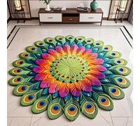 Quick-Dry Non-Slip Peacock Mat,Velvet Peacocks Feather Floral Area Rug,Elegant Peacocks Indoor Door Mat,Absorbent Non Slip Soft Carpet for Living Dining Room Home Decor