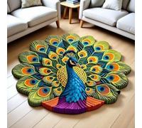 Quick-Dry Non-Slip Peacock Mat,Velvet Peacocks Feather Floral Area Rug,Elegant Peacocks Indoor Door Mat,Absorbent Non Slip Soft Carpet for Living Dining Room Home Decor