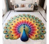 Quick Dry Non-Slip Peacock Rug - 3D Peacock Diatomaceous Earth Floor Mat, Soft Absorbent Water Mat for Bathroom, Entryway, Kitchen Or Bedroom Floor Decor (C,24" × 24"/60 * 60cm)