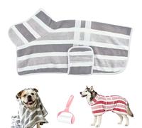 Quick Drying Dog Bathrobe, Striped Absorbent Pet Towel Robe with Adjustable Belly Band, Soft Comfortable Lightweight Pet Dressing Gown for Small Medium Large Dog