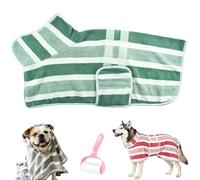 Quick Drying Dog Bathrobe, Striped Absorbent Pet Towel Robe with Adjustable Belly Band, Soft Comfortable Lightweight Pet Dressing Gown for Small Medium Large Dog