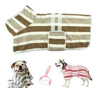 Quick Drying Dog Bathrobe, Striped Absorbent Pet Towel Robe with Adjustable Belly Band, Soft Comfortable Lightweight Pet Dressing Gown for Small Medium Large Dog