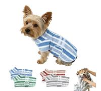 Quick-Drying Dog Bathrobe,Striped Super Absorbent Quick-Drying Pet Dog Robe with Adjustable Belly Band,Super Soft Full Wrap Dogs Towel for Puppies/Medium to Large Dogs After Bath (Blue, S)