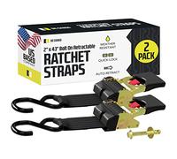 Quick n Easy AutoRetract Sangle d'arrimage de Cargaison | Sangles à cliquet rétractables de 5,1 x 109,2 cm avec Crochet en S pour remorques et micros