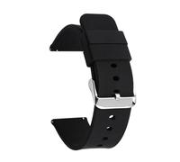 Quick release Silicone Strap Waterproof Rubber 14mm To 24mm(Black silver,18mm)