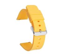 Quick release Silicone Strap Waterproof Rubber 14mm To 24mm(Yellow silver,18mm)