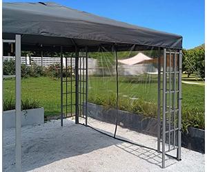 Quick Star 1 Panneau latéral avec Fermeture éclair 300 x 200 cm PVC Transparent pour tonnelle 3 x 3 m avec élastiques de Serrage