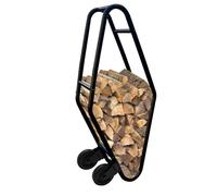 QUICK STAR Chariot à bois de chauffage, 25 x 40 x 95 cm, noir avec revêtement en poudre, 2 roues caoutchoutées, acier
