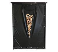 QUICK STAR Ensemble de Protection Contre Les intempéries Mur Avant et arrière PVC Noir pour Support de Bois de Chauffage 130 x 70 x 185 cm