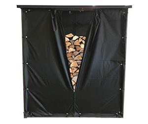 QUICK STAR Ensemble de Protection Contre Les intempéries Mur Avant et arrière PVC Noir pour Support de Bois de Chauffage XXL 185x70x185 cm