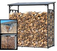 QUICK STAR Étagère à bois de cheminée en métal XXL 185 x 70 x 185 cm avec film de protection contre les intempéries 2,3 m³ Anthracite