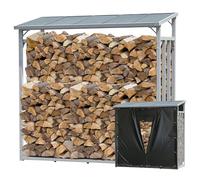 QUICK STAR Étagère à bûches de cheminée en aluminium 143 x 70 x 145 cm avec protection contre les intempéries Abri de bois de cheminée 1,4 m³