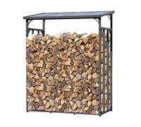 QUICK STAR Étagère à bûches en métal Anthracite 143 x 70 x 185 cm Abri à bûches 1,8 m³/2,5 SRM Support pour bûches de cheminée