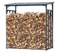 QUICK STAR Étagère à bûches en métal Anthracite XXL 185 x 70 x 185 cm 2,3 m³ Rangement pour bois de cheminée Aide à l'empilage extérieur