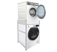 QUICK STAR Étagère pour machine à laver et sèche-linge - 74 x 65 x 111 cm - Blanc - Étagère sur pied pour machine à laver et sèche-linge