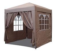 QUICK STAR Gazebo Pop-Up 2,5 x 2,5 m Beige avec 4 parois latérales Ruban de Fixation Facile avec 2 Fermetures éclair