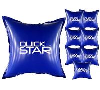 QUICK STAR Lot de 8 coussins de piscine carrés 120 x 120 cm Bleu | 4 cordes et valve de sécurité | 2 kits de réparation | PVC 0,44 mm | Coussin de piscine d'hiver avec double couture | Coussin d'air