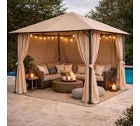 Quick-Star Nizza Tonnelle de Jardin en métal avec 4 Panneaux latéraux Sable 3 x 3 m