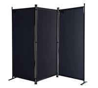 QUICK STAR Paravent 170 x 165 cm Séparateur de Tissu Jardin en 3 Parties Pliable Balcon Écran de confidentialité partition Noir