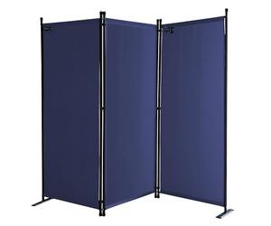 QUICK STAR Paravent 170 x 165 cm Séparateur de Tissu Jardin en 3 Parties Pliable Balcon Écran de confidentialité partition Bleu