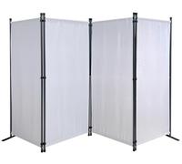 QUICK STAR Paravent 220 x 165 cm Séparateur de Tissu Jardin en 4 Parties Pliable Balcon Écran de confidentialité partition Blanc