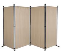 QUICK STAR Paravent 220 x 165 cm Séparateur de Tissu Jardin en 4 Parties Pliable Balcon Écran de confidentialité partition Beige