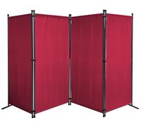 QUICK STAR Paravent 220 x 165 cm Séparateur de Tissu Jardin en 4 Parties Pliable Balcon Écran de confidentialité partition Rouge Rubis