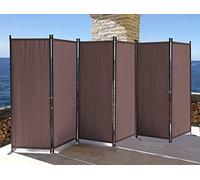 QUICK STAR Paravent 340 x 165 cm Séparateur de Tissu Jardin en 6 Parties Pliable Balcon Écran de confidentialité partition Brun-Gris