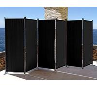 QUICK STAR Paravent 340 x 165 cm Séparateur de Tissu Jardin en 6 Parties Pliable Balcon Écran de confidentialité partition Noir
