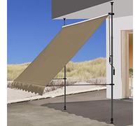 Quick Star Store de Balcon Beige 200 x 130 cm - Protection Solaire - Toit de terrasse - Hauteur réglable de 200 à 290 cm - sans perçage
