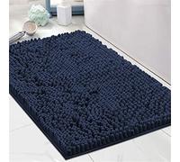 QuickDNonSlip Tapis de bain épais en microfibre extra douce lavable en machine Bleu marine 50 x 80 cm