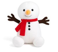 Quickdraw Bonhomme de neige de Noël en peluche super doux avec écharpe rouge et boutons - Peluche mignonne pour enfants et adultes - Idée cadeau festive - Décoration de Noël