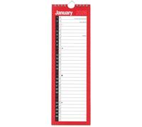 Quickdraw Calendrier 2025 fin UK - Agenda mensuel mural avec 1 colonne - Reliure à spirales à suspendre - Rouge