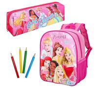 Quickdraw Disney Princess Ensemble sac à dos et trousse à crayons - Ensemble sac à dos et trousse à crayons - Sac à dos et trousse à stylos pour filles - Rose