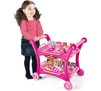 Quickdraw Supplies Chariot à thé et à gâteau pour enfants - 28 pièces - Rose