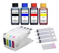 Quickfill, Fill-in, Easy Refill, Cartouches rechargeable comme Brother LC-1240 / LC-1280 black, cyan, magenta, yellow + 4 x 100 ml d'encre INK-MATE
