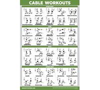 QuickFit (46cm x 70cm, LAMINATED) Cable Machine Workout Poster - Cable Machine Exercise Chart Plastifié. 18" x 27"