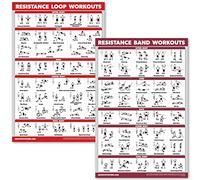 QUICKFIT Lot de 2 affiches d'entraînement avec bandes de résistance et boucles de résistance - Lot de 2 tableaux laminés - Tubes et boucles de résistance (laminé, 45,7 x 61 cm)
