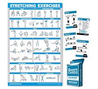 QuickFit Lot de 2 Affiches d'exercices d'étirement plastifiées 45,7 x 68,6 cm et Cartes à Jouer pour Exercices de Poids corporel 6,3 x 8,9 cm