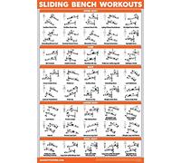 QUICKFIT Poster d'entraînement sur banc coulissant - Compatible avec Total Gym, Weider Ultimate Body Works - Tableau d'exercices pour banc incliné (laminé, 45,7 x 61 cm)