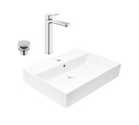 QUICKFIX DICE mitigeur lavabo à poser, taille XL + lavabo Swiss Aqua Technologies 60,5x46,5 cm (BA3-G1018920000-05)