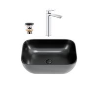 QUICKFIX DICE mitigeur lavabo, taille XL + Vasque à poser Swiss Aqua Technologies 45,5x32,5 cm (BA3-G1018920000-10)